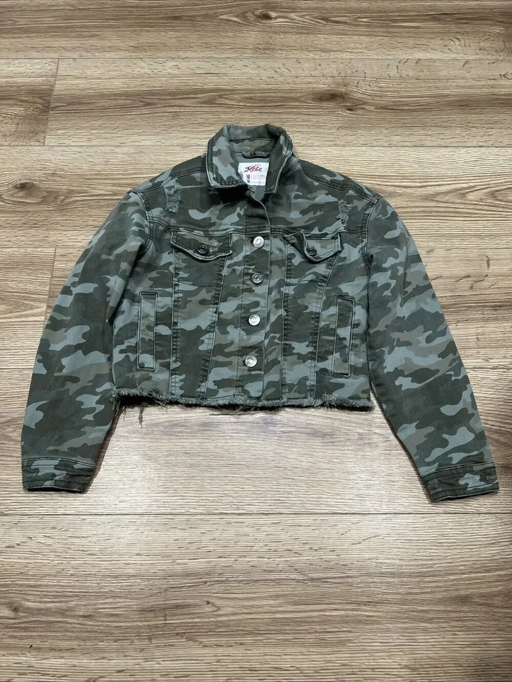 Justice Girls Camo Jacket Size 10 (A79)